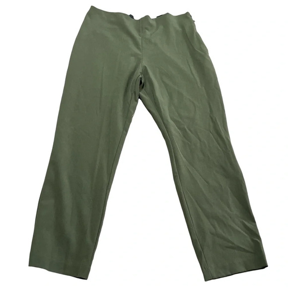 NWT Nine West Side zip high rise flat front pants olive green Plus Size 16 - Picture 1 of 8